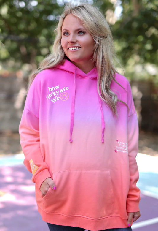 Jadelynn How Lucky Are We - Dip Dye Oversized Hoodie - Pink