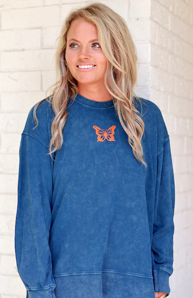 Jadelynn Brooke Mineral Wash Pullover - It’s A Good Life - Deep Ocean