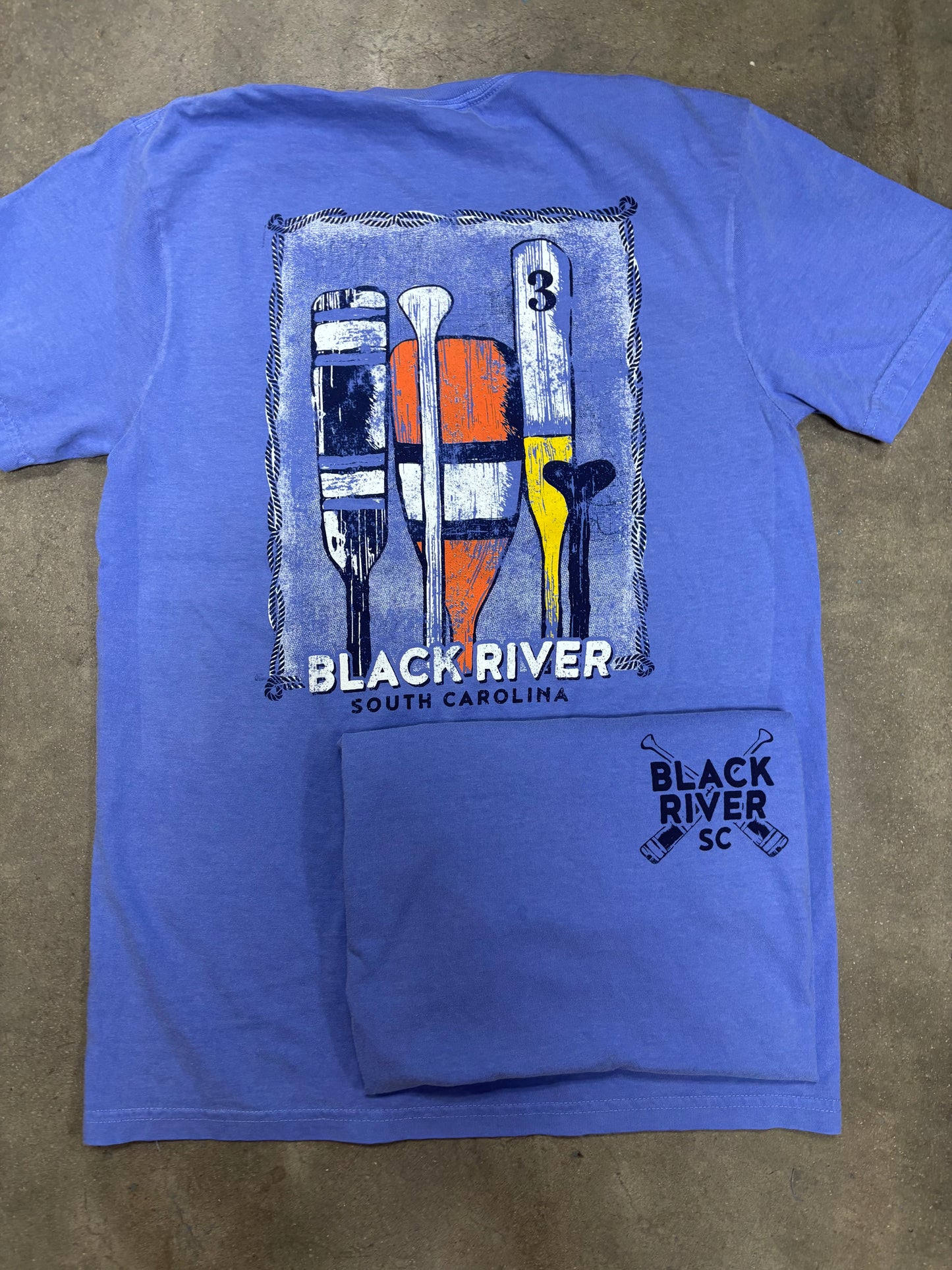 Southern Fried Cotton Black River SC Tee Shirt Blue