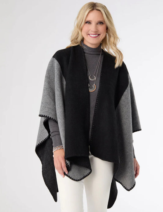 Coco+Carmen Genoa Reversible Whipstitch Wrap - Black/Grey