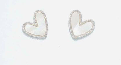 Periwinkle Cuties Earrings Pearlized Hearts In Silver