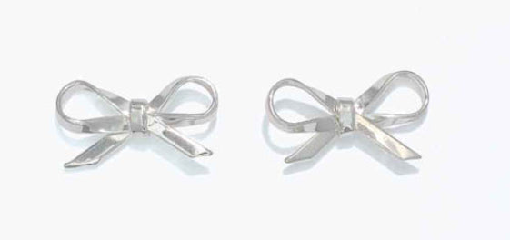 Periwinkle Cuties Earrings Bright Silver Bows