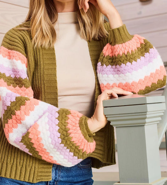 Mary Square Pippa Cardigan Green Multi