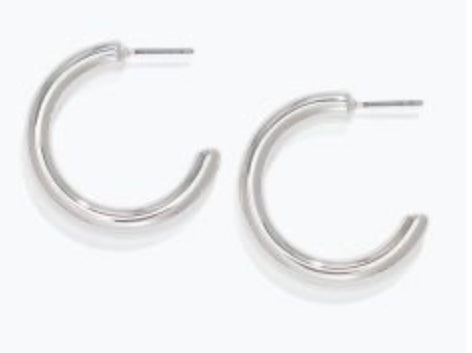Periwinkle Earrings Round Silver Hoops