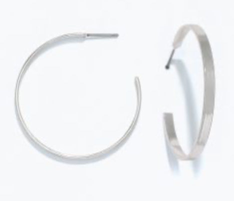 Periwinkle Earrings Polished Silver Hoops