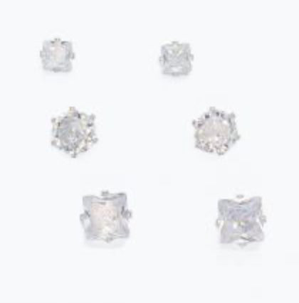 Periwinkle Earrings Trio Of CZ Studs
