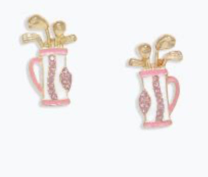 Periwinkle Earrings Pink & White Golf Bags