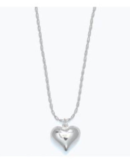 Periwinkle Necklace Silver 3D Heart On Chain