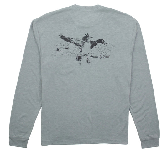 Properly Tied Portland Pocket Tee LS Flying Mallard Moss Grey