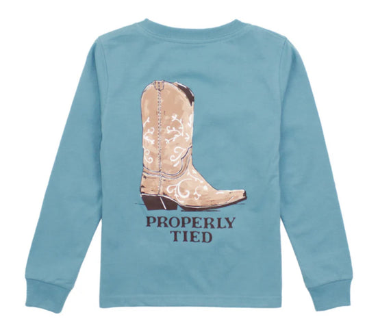 Properly Tied Girls Cowgirl Boot LS Costal Sky