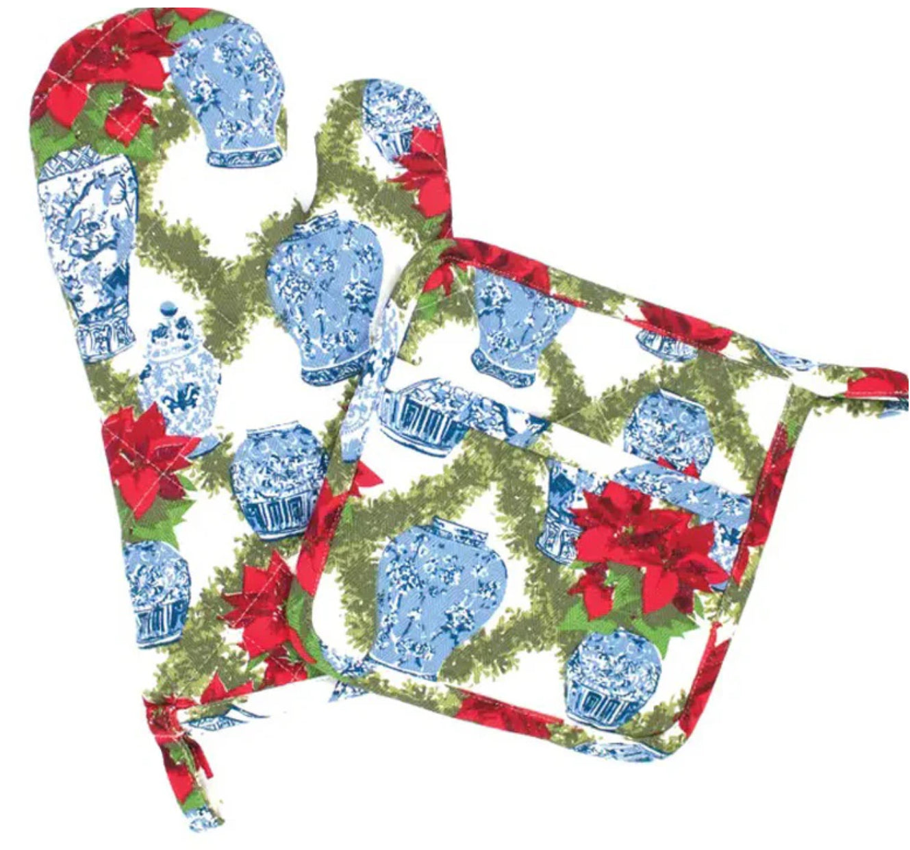 8 Oak Lane 2 Piece Oven Mitt Set - Poinsettia EH132PNST-S2