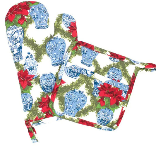 8 Oak Lane 2 Piece Oven Mitt Set - Poinsettia EH132PNST-S2