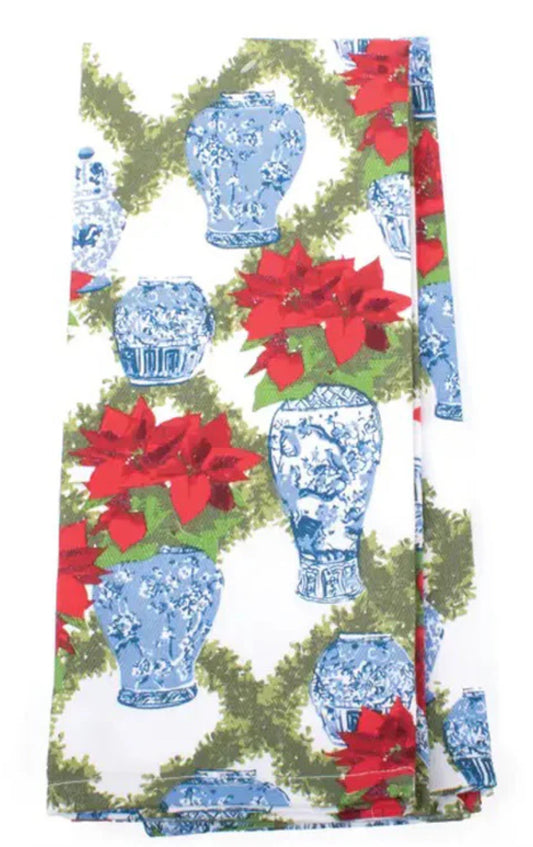 8 Oak Lane 2 Piece Kitchen Towel Set - Poinsettia