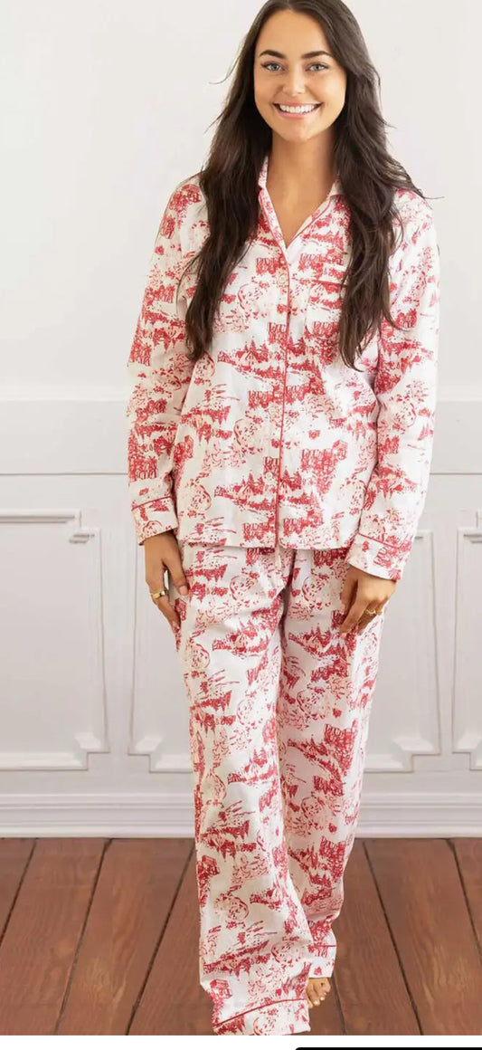 8 Oak Lane Flannel PJ Set - Santa Toile