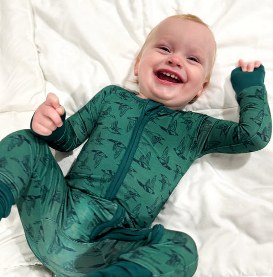 Old South Migration Duck Pattern Onesie Green