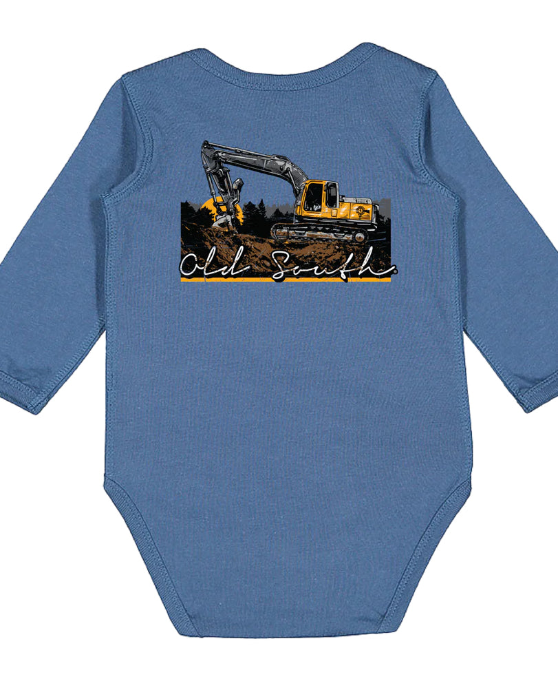 Old South Long Sleeve Onesie Trackhoe