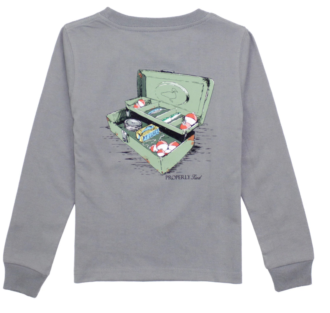 Properly Tied Boys Tackle Box LS Battleship Grey