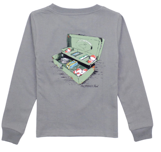 Properly Tied Boys Tackle Box LS Battleship Grey