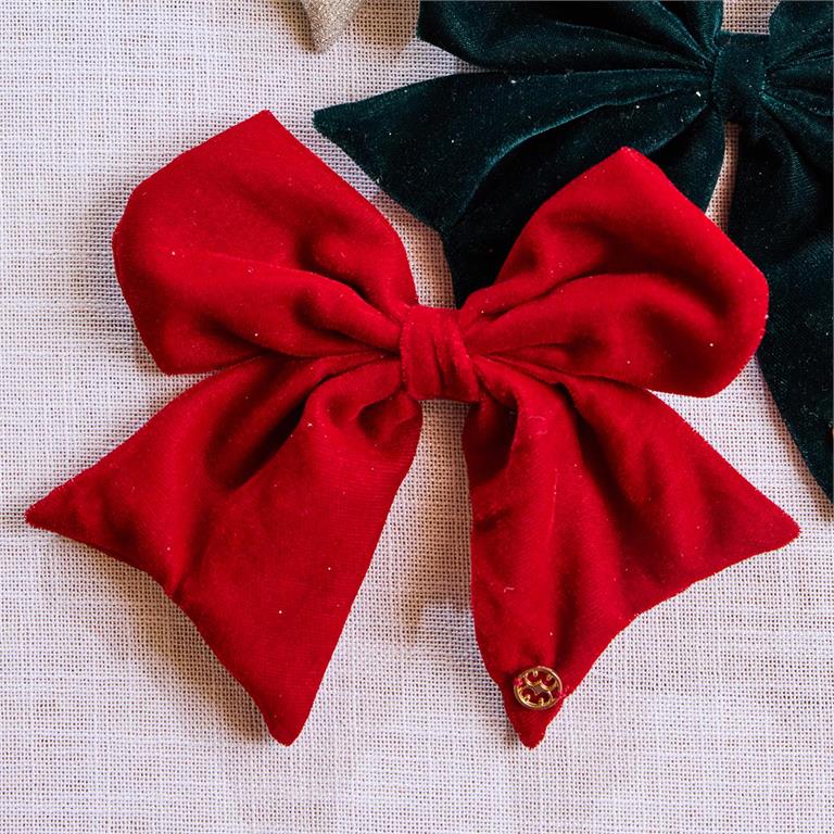 Mary Square Magnetic Bow Velvet Red