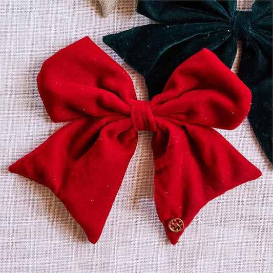 Mary Square Magnetic Bow Velvet Red