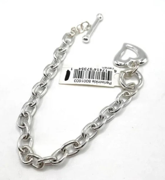 Periwinkle Bracelet - Silver Beads W 3D Heart