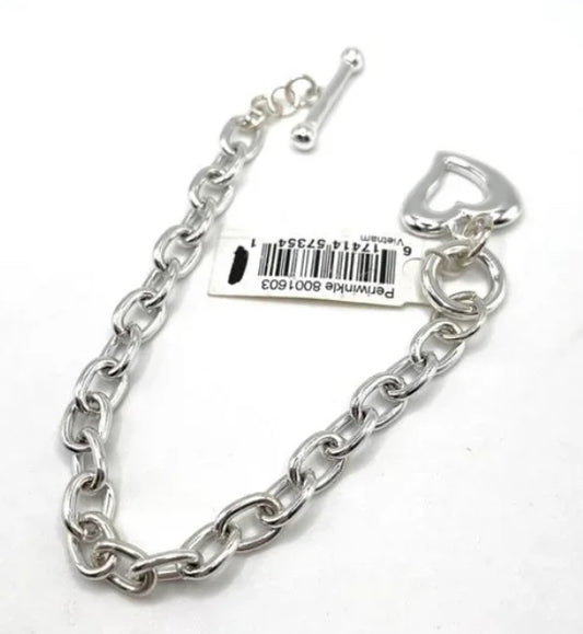 Periwinkle Bracelet - Silver Beads W 3D Heart