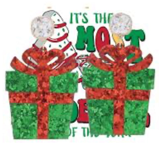 Jane Marie Red, Green Glitter Present With Clear Square Crystal Post Earring