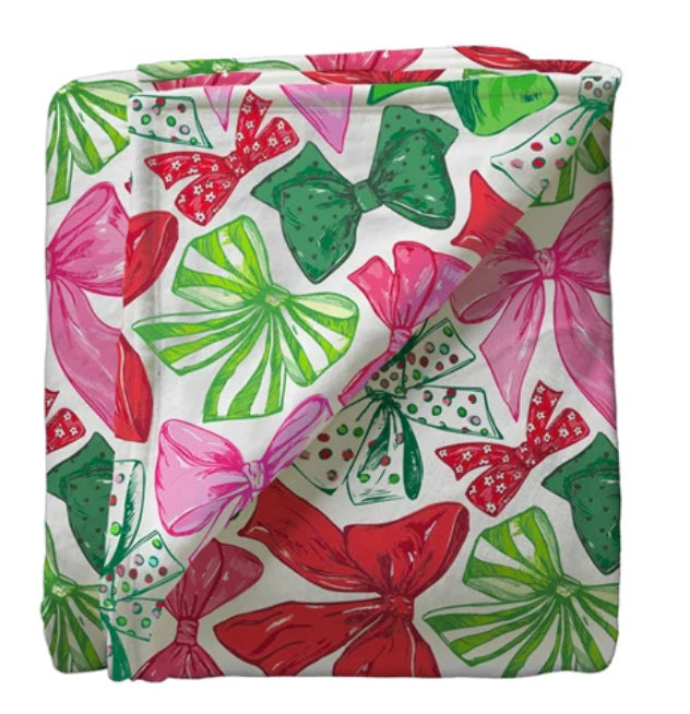 Southern Couture Christmas Bow Blanket 50”x80” 100% Polyester