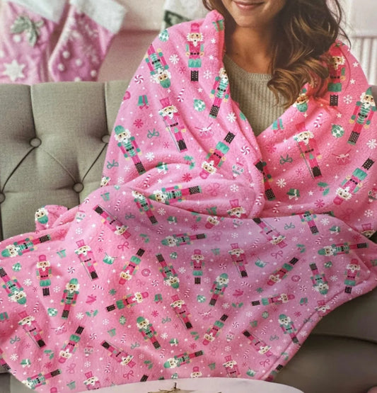 Southern Couture Pink Nutcracker Blanket 50”x80” 100% Polyester