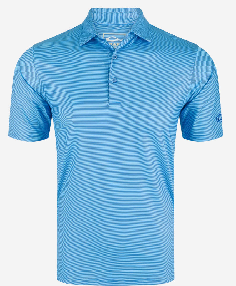 Drake Performance Chalk Stripped Polo Marina Blue DS4095