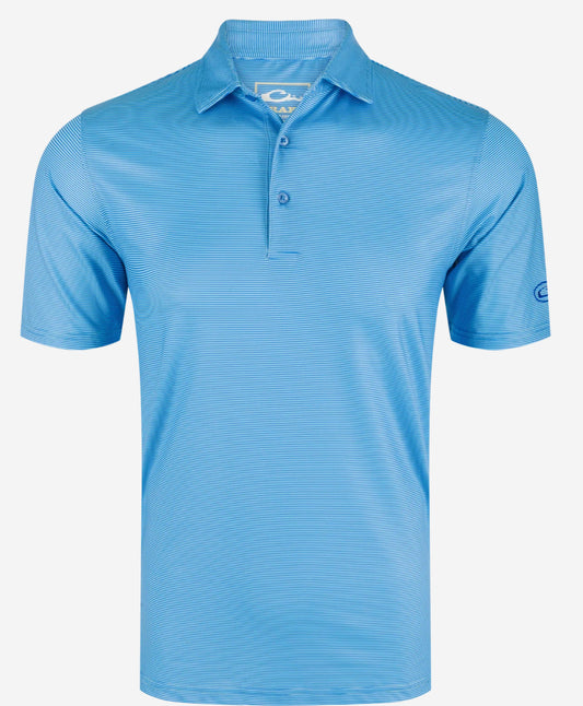 Drake Performance Chalk Stripped Polo Marina Blue DS4095