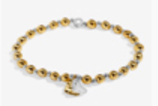 A little & Co Reva Textured Hearts Offset Silver & Gold Tone Plated