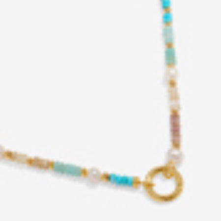 A Little & Co Charm Bar Beaded Rainbow 1 Charm Clasp Gold Tone Plated