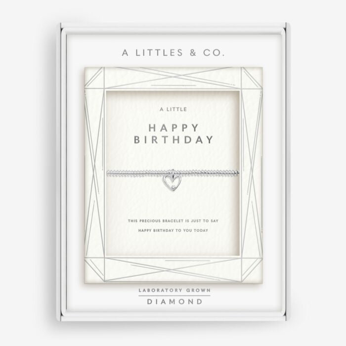 A Little & Co Laboratory Grown Diamond A Little Happy Birthday Silver Plated Bracelet