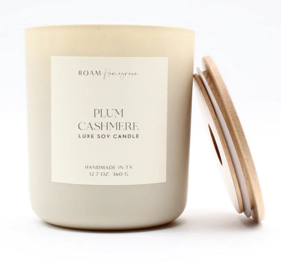 Roam Homegrown Plum Cashmere Luxe Soy Candle, Cream