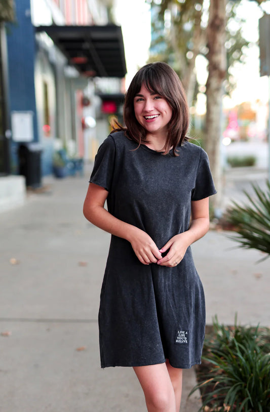 Jadelynn Brooke Mineral Wash T-Shirt Dress - Midnight