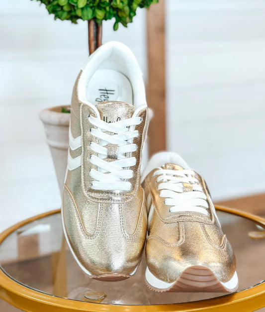 Corkys Kickoff Sneakers in Gold Crinkle Metallic