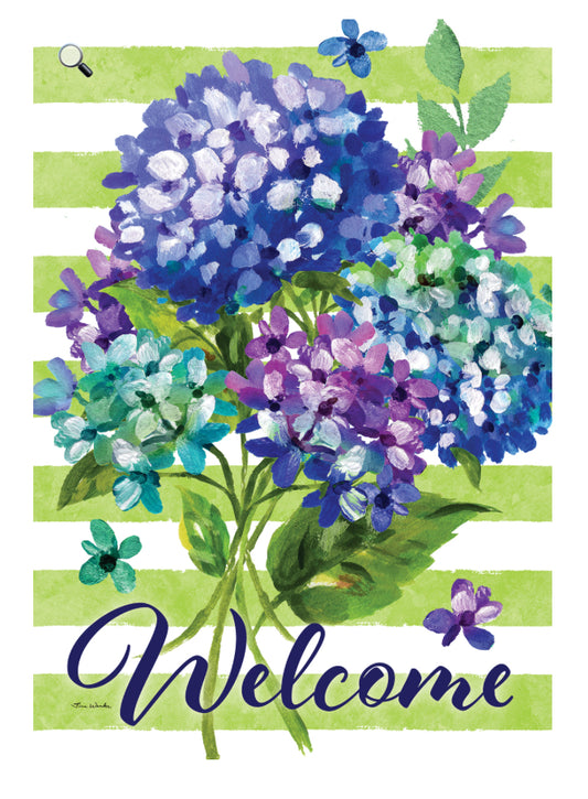 Custom Decor Striped Hydrangeas-Flag by Tina Wenke