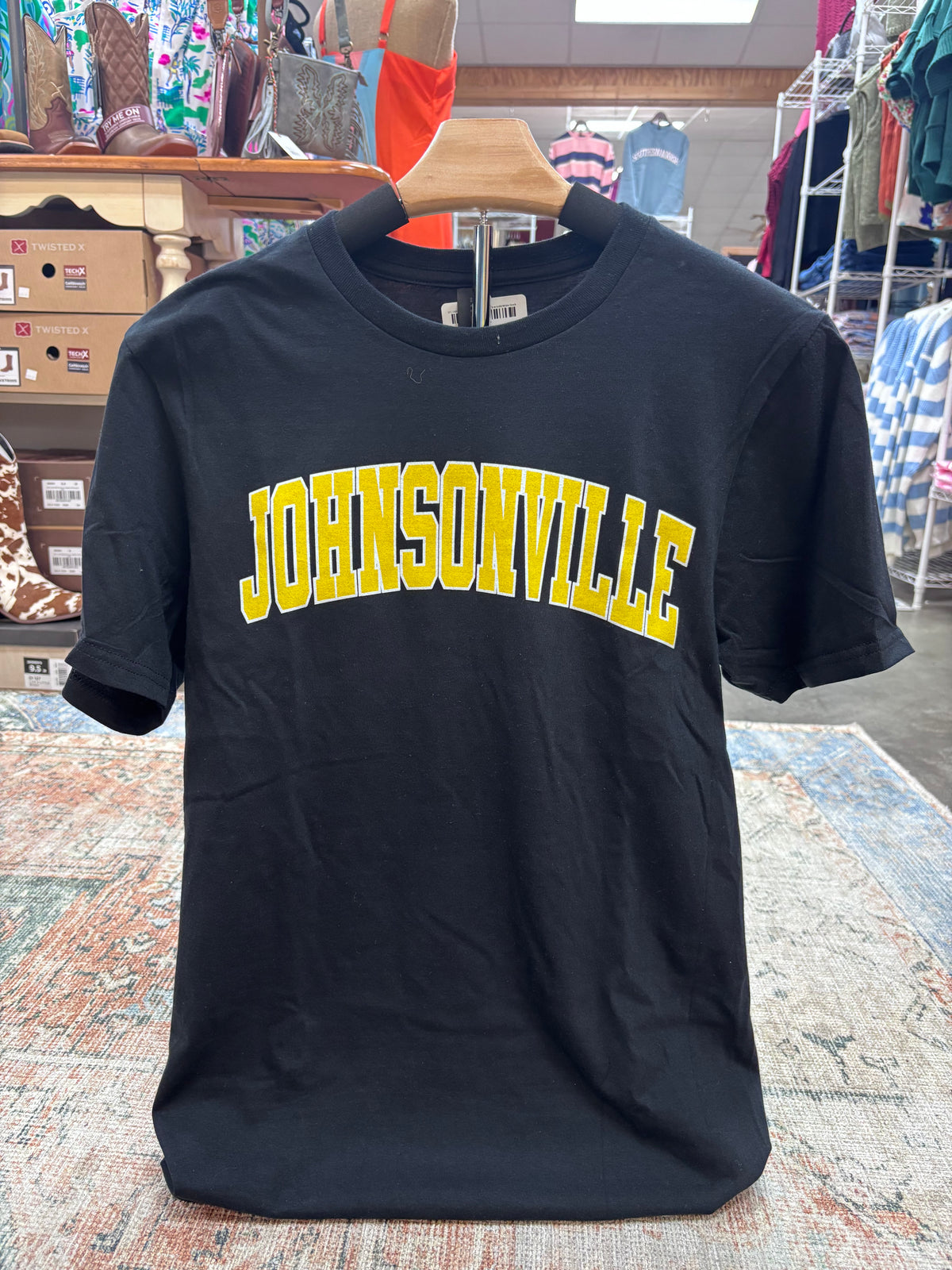 SFC Gildan Johnsonville Tee Shirt Black w Gold/White Block