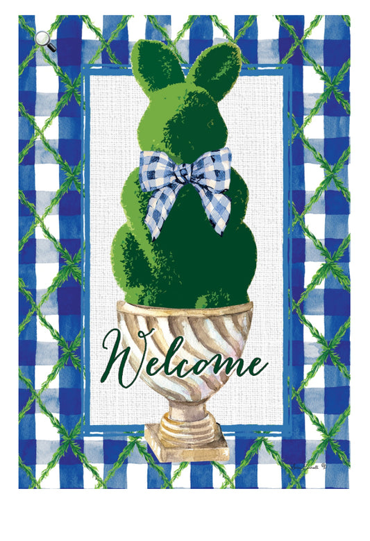 Custom Decor Bunny Topiary Flag- By Sara Carroll