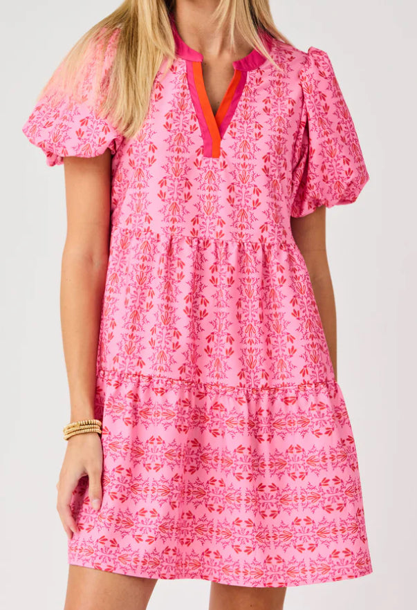 Mary Square Mini Dress Kinsley Heirloom V Pink