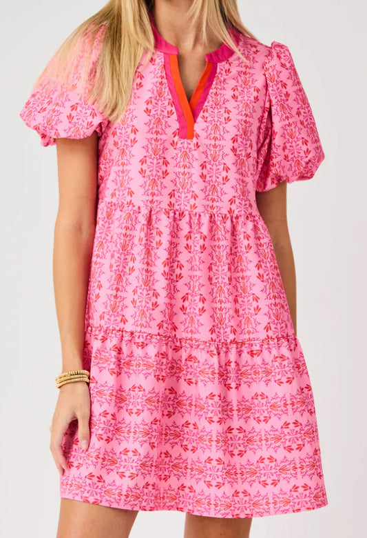 Mary Square Mini Dress Kinsley Heirloom V Pink
