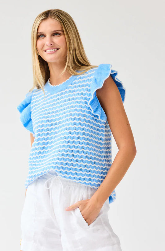 Mary Square Sweater Oakley Blue white