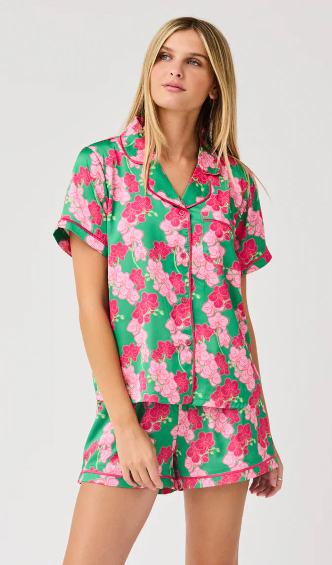 Mary Square Short Set Charlotte Orchid Riverie Green