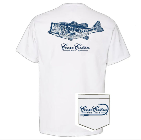 Coosa Cotton SHORT SLEEVE POCKET TEE | LARGEMOUTH DESIGN | WHITE