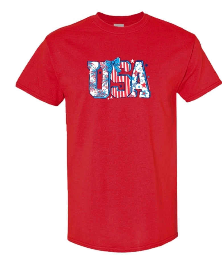 Couture Tee Company SC Soft Pattern Letter USA Red
