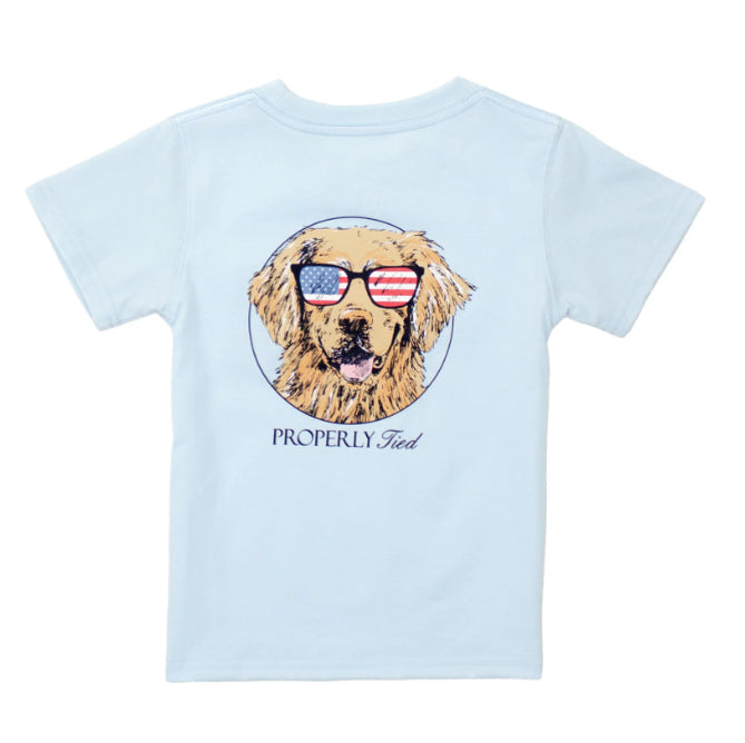 Properly Tied Boys Patriot Dog SS Periwinkle LDG1208-PER