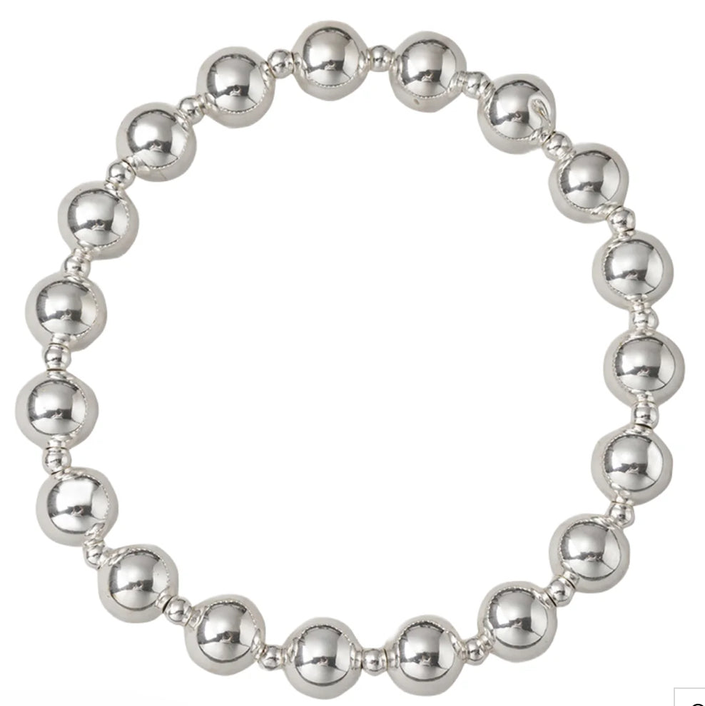Jane Marie 18k Gold Plated Ball Beaded Stretch Bracelet Silver
