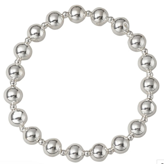 Jane Marie 18k Gold Plated Ball Beaded Stretch Bracelet Silver