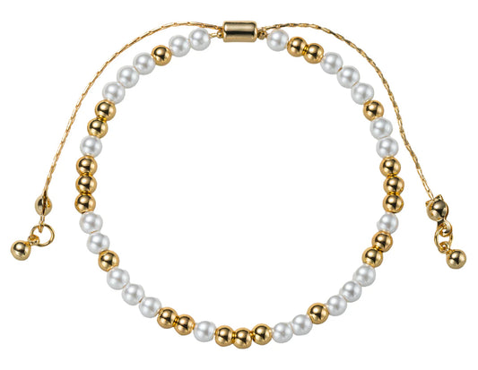 Jane Marie 18K Gold Plated Pearl Gold Mixed Pattern Large Beaded Bracelet